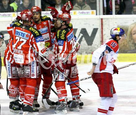 EBEL. Eishockey Bundesliga. KAC gegen  EC Red Bull Salzburg. Torjubel KAC. Klagenfurt, am 20.11.2008.
Foto: Nadja Kuess 

---
pressefotos, pressefotografie, kuess, qs, qspictures, sport, bild, bilder, bilddatenbank