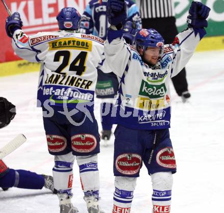 EBEL. Eishockey Bundesliga. VSV gegen Alba Volan. Torjubel Guenther Lanzinger, Roland Kaspitz (VSV). Villach, am 2.1.2009.
Foto: Kuess 

---
pressefotos, pressefotografie, kuess, qs, qspictures, sport, bild, bilder, bilddatenbank