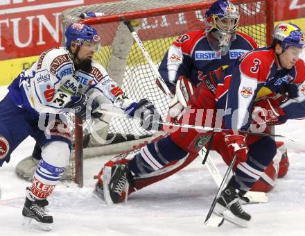 EBEL. Eishockey Bundesliga. EC Pasut VSV gegen EC Red Bull Salzburg. Markus Peintner, (VSV), Thomas Hoeneckl, Walter Lee Sweatt(Salzburg). Villach, am 11.1.2009.
Foto: Kuess 


---
pressefotos, pressefotografie, kuess, qs, qspictures, sport, bild, bilder, bilddatenbank