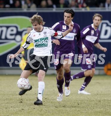 Fussball. Tipp3-Bundesliga. SK Austria Kelag Kaernten  gegen Austria Wien. Manuel Weber, (Austria Kaernten), Milenko Acimovic (Wien). Klagenfurt, 14.3..2009. 
Foto: Kuess

---
pressefotos, pressefotografie, kuess, qs, qspictures, sport, bild, bilder, bilddatenbank