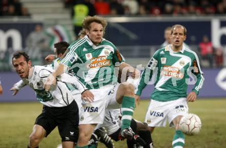 Fussball. Tipp3-Bundesliga. SK Austria Kelag Kaernten gegen SK Rapid. Christian Prawda, (Kaernten), Markus Heikkinen, Juergen Patocka (Rapid). Klagenfurt, 21.3..2009. 
Foto: Kuess

---
pressefotos, pressefotografie, kuess, qs, qspictures, sport, bild, bilder, bilddatenbank