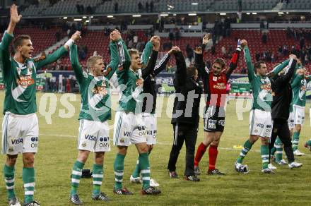 Fussball. Tipp3-Bundesliga. SK Austria Kelag Kaernten gegen SK Rapid. Jubel Rapid. Klagenfurt, 21.3..2009. 
Foto: Kuess

---
pressefotos, pressefotografie, kuess, qs, qspictures, sport, bild, bilder, bilddatenbank