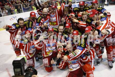 EBEL. Eishockey Bundesliga. KAC gegen EC Salzburg. Jubel Meister KAC. Klagenfurt, am 5.4.2009.
Foto: Kuess 

---
pressefotos, pressefotografie, kuess, qs, qspictures, sport, bild, bilder, bilddatenbank