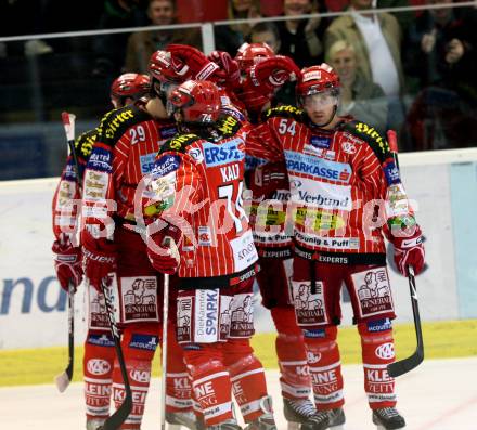 EBEL. Eishockey Bundesliga. KAC gegen KHL Medvescak Zagreb. Jubel KAC. Klagenfurt, am 25.9.2009.
Foto: Kuess 

---
pressefotos, pressefotografie, kuess, qs, qspictures, sport, bild, bilder, bilddatenbank