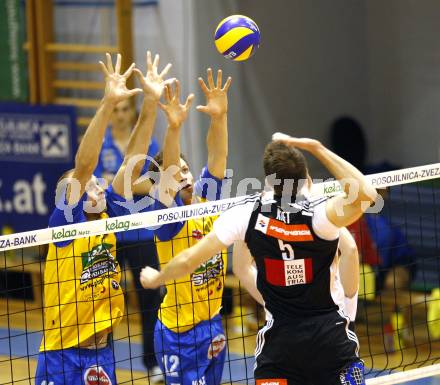 Volleyball. MEVZA. SK Aich/Dob gegen Hotvolleys Wien. Ivo KENDEROV, Milan Bencz (Aich). Prevalje, 7.11.2009.
Foto:Kuess

---
pressefotos, pressefotografie, kuess, qs, qspictures, sport, bild, bilder, bilddatenbank