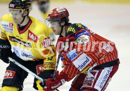EBEL. Eishockey Bundesliga. KAC gegen EV Vienna Capitals.  Martin Schumnig, (KAC), Lukas Draschkowitz (Vienna). Klagenfurt, am 13.11.2009.
Foto: Kuess 

---
pressefotos, pressefotografie, kuess, qs, qspictures, sport, bild, bilder, bilddatenbank