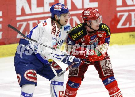 EBEL. Eishockey Bundesliga.  VSV gegen KAC. Jonathan Ferland (VSV), David Schuller (KAC). Villach, am 8.12.2009.
Foto: Kuess 


---
pressefotos, pressefotografie, kuess, qs, qspictures, sport, bild, bilder, bilddatenbank