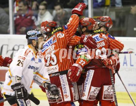 EBEL. Eishockey Bundesliga. KAC gegen EHC LIWEST Linz. Torjubel KAC. Klagenfurt, am 20.12.2009.
Foto: Kuess 

---
pressefotos, pressefotografie, kuess, qs, qspictures, sport, bild, bilder, bilddatenbank