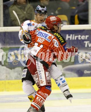 EBEL. Eishockey Bundesliga. KAC gegen EHC LIWEST Linz. Dieter Kalt,  (KAC), Daniel Oberkofler (Linz). Klagenfurt, am 20.12.2009.
Foto: Kuess 

---
pressefotos, pressefotografie, kuess, qs, qspictures, sport, bild, bilder, bilddatenbank