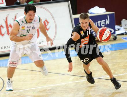 Basketball Bundesliga. Woerthersee Piraten gegen UBC Guessing Knights.  Andreas Kuttnig (Piraten),  Thomas Klepeisz (Guessing Knights). Klagenfurt, 2.10.2010.
Foto:  Kuess

---
pressefotos, pressefotografie, kuess, qs, qspictures, sport, bild, bilder, bilddatenbank