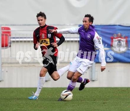 Fussball. Regionalliga. SK SAustria Klagenfurt gegen LASK Juniors. Dollinger Matthias (Klagenfurt), Hintringer Gerald (LASK). Klagenfurt, 23.10.2010.
Foto: Kuess
---
pressefotos, pressefotografie, kuess, qs, qspictures, sport, bild, bilder, bilddatenbank