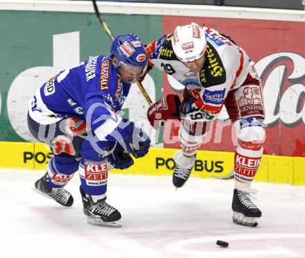 EBEL. Eishockey Bundesliga. VSV gegen KAC. Gerhard Unterluggauer, (VSV), Jeff Shantz (KAC). Villach, am 29.10.2010.
Foto: Nadja Kuess 

---
pressefotos, pressefotografie, kuess, qs, qspictures, sport, bild, bilder, bilddatenbank