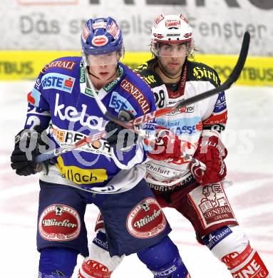 EBEL. Eishockey Bundesliga.  VSV gegen KAC. Michael Raffl,  (VSV), Martin Schumnig (KAC). Villach, am 7.11.2010.
Foto: Kuess 


---
pressefotos, pressefotografie, kuess, qs, qspictures, sport, bild, bilder, bilddatenbank