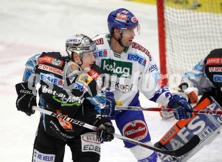 EBEL. Eishockey Bundesliga. EC Pasut VSV gegen EHC LIWEST Linz.  Greg Kuznik, (VSV), Robert Lukas (Linz). Villach, am 3.12.2010.
Foto: Kuess 


---
pressefotos, pressefotografie, kuess, qs, qspictures, sport, bild, bilder, bilddatenbank