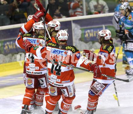 EBEL. Eishockey Bundesliga. EC KAC gegen EHC LIWEST Black Wings Linz. Torjubel (KAC). Klagenfurt, am 23.12.2010.
Foto: Kuess 

---
pressefotos, pressefotografie, kuess, qs, qspictures, sport, bild, bilder, bilddatenbank