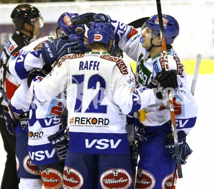 EBEL. Eishockey Bundesliga. KAC gegen VSV. Torjubel VSV. Klagenfurt, am 4.2.2011.
Foto: Kuess 

---
pressefotos, pressefotografie, kuess, qs, qspictures, sport, bild, bilder, bilddatenbank