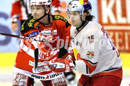 EBEL. Eishockey Bundesliga. KAC gegen EC Red Bull Salzburg. Kirk Furey,  (KAC), Manuel Latusa (Salzburg). Klagenfurt, am 6.2.2011.
Foto: Kuess 

---
pressefotos, pressefotografie, kuess, qs, qspictures, sport, bild, bilder, bilddatenbank