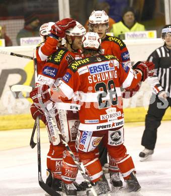 EBEL. Eishockey Bundesliga. KAC gegen EV Vienna Capitals. Torjubel KAC. Klagenfurt, am 13.2.2011.
Foto: Kuess 

---
pressefotos, pressefotografie, kuess, qs, qspictures, sport, bild, bilder, bilddatenbank