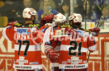 EBEL. Eishockey Bundesliga. EC KAC gegen KHL Medvescak Zagreb. Torjubel KAC. Klagenfurt, am 3.3.2011.
Foto: Kuess 

---
pressefotos, pressefotografie, kuess, qs, qspictures, sport, bild, bilder, bilddatenbank