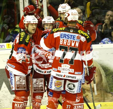 EBEL. Eishockey Bundesliga. EC KAC gegen KHL Medvescak Zagreb. Torjubel KAC. Klagenfurt, am 3.3.2011.
Foto: Kuess 

---
pressefotos, pressefotografie, kuess, qs, qspictures, sport, bild, bilder, bilddatenbank