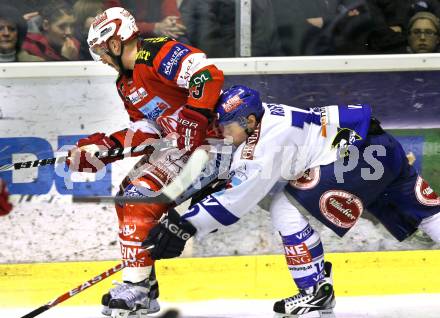 EBEL. Eishockey Bundesliga. KAC gegen VSV. Johannes Kirisits, (KAC),  Michael Raffl (VSV). Klagenfurt, am 15.3.2011.
Foto: Kuess 

---
pressefotos, pressefotografie, kuess, qs, qspictures, sport, bild, bilder, bilddatenbank