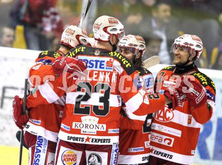 EBEL. Eishockey Bundesliga. KAC gegen VSV. Torjubel KAC. Klagenfurt, am 24.3.2011.
Foto: Kuess 

---
pressefotos, pressefotografie, kuess, qs, qspictures, sport, bild, bilder, bilddatenbank