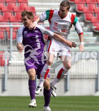 Fussball. Regionalliga. SK Austria Klagenfurt gegen FC Wels.  Peter Pucker,  (Klagenfurt), Milan Koprivarov (Wels). Klagenfurt, 27.3.2011.
Foto: Kuess

---
pressefotos, pressefotografie, kuess, qs, qspictures, sport, bild, bilder, bilddatenbank