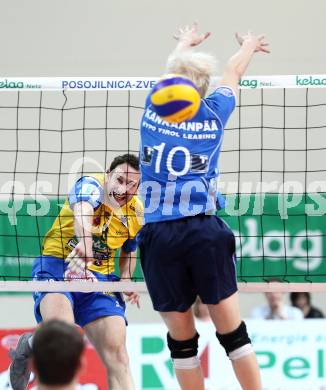 Volleyball. SK Aich/Dob gegen Hypo Tirol. Peter Divis (Aich/Dob), Toni Kankaanpaeae (Hypo Tirol). Klagenfurt, 7.4.2011.
Foto: Kuess

---
pressefotos, pressefotografie, kuess, qs, qspictures, sport, bild, bilder, bilddatenbank