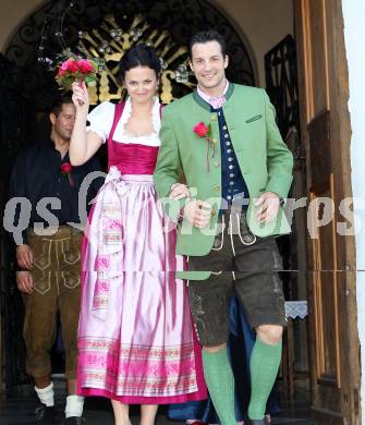 EBEL. Eishockey Bundesliga. Hochzeit Daniel Welser.  Daniel und Ulrike Welser. Moosburg, am 9.7.2011.
Foto: Kuess
---
pressefotos, pressefotografie, kuess, qs, qspictures, sport, bild, bilder, bilddatenbank