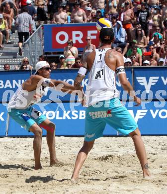 Beachvolleyball Grand Slam. DOPPLER Clemens, MELLITZER Matthias (AUT). Klagenfurt, 5.8.2011
Foto: Kuess

---
pressefotos, pressefotografie, kuess, qs, qspictures, sport, bild, bilder, bilddatenbank