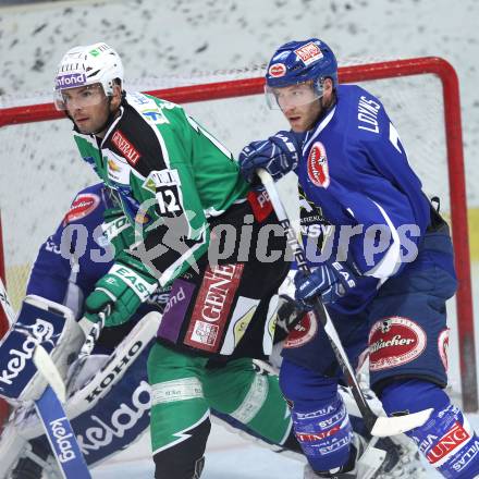 Eishockey Testspiel. Rudolf Hiti Cup. Olimpija Ljubljana gegen VSV. Petr Sachl (Ljubljana), Lynn Loyns (VSV). Bled, am 18.8.2011.
Foto: Kuess
---
pressefotos, pressefotografie, kuess, qs, qspictures, sport, bild, bilder, bilddatenbank