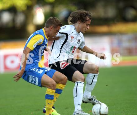 Fussball Bundesliga. Erste Liga. WAC/St. Andrae gegen Vienna. Dario Baldauf, (WAC/St.Andrae), Konstantin Kerscbaumer (Vienna). Wolfsberg, 19.8.2011
Foto: Kuess

---
pressefotos, pressefotografie, kuess, qs, qspictures, sport, bild, bilder, bilddatenbank
