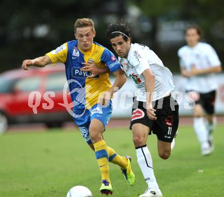 Fussball Bundesliga. Erste Liga. WAC/St. Andrae gegen Vienna. Jacobo, (WAC/St.Andrae), Konstantin Kerschbaumer (Vienna). Wolfsberg, 19.8.2011
Foto: Kuess

---
pressefotos, pressefotografie, kuess, qs, qspictures, sport, bild, bilder, bilddatenbank