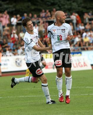 Fussball Bundesliga. Erste Liga. WAC/St. Andrae gegen Vienna. Torjubel Christian Falk, Stephan Stueckler (WAC/St.Andrae). Wolfsberg, 19.8.2011
Foto: Kuess

---
pressefotos, pressefotografie, kuess, qs, qspictures, sport, bild, bilder, bilddatenbank