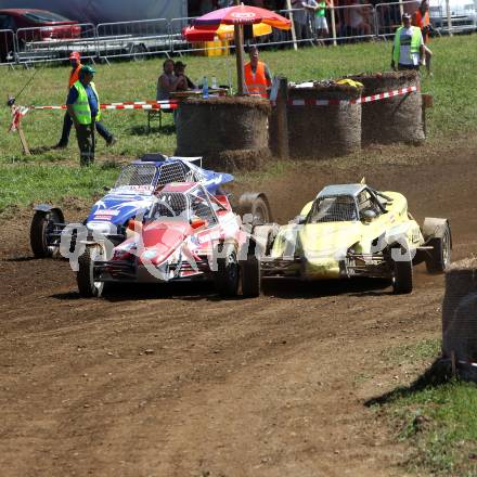 Autocross Staatsmeisterschaftslauf.  Walter Obmann (K), Markus Thomas (NOE),  Alfredo Bonollo (I). Meiselding, 21.8.2011
Foto: Kuess

---
pressefotos, pressefotografie, kuess, qs, qspictures, sport, bild, bilder, bilddatenbank