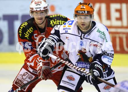 Eishockey Testspiel KAC gegen Iserlohn Roosters. Paul Schellander, (KAC), Derek Peltier (Iserlohn Roosters). Klagenfurt, 27.8.2011.
Foto: Kuess 

---
pressefotos, pressefotografie, kuess, qs, qspictures, sport, bild, bilder, bilddatenbank