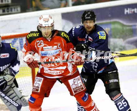Eishockey Testspiel KAC gegen ERC Ingolstadt. Brandner Christoph (KAC), Timmy Pettersson (ERC Ingolstadt). Klagenfurt, 28.8.2011.
Foto: Kuess 

---
pressefotos, pressefotografie, kuess, qs, qspictures, sport, bild, bilder, bilddatenbank
