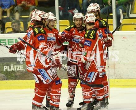 Eishockey Testspiel KAC gegen ERC Ingolstadt. Torjubel KAC. Klagenfurt, 28.8.2011.
Foto: Kuess 

---
pressefotos, pressefotografie, kuess, qs, qspictures, sport, bild, bilder, bilddatenbank