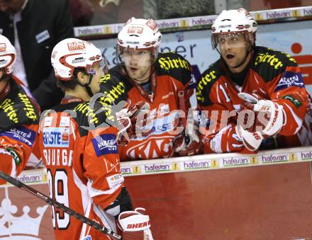 EBEL. Eishockey Bundesliga. KAC gegen HK Acroni Jesenice. Torjubel Raphael Herburger (KAC). Klagenfurt, am 14.10.2011.
Foto: Kuess

---
pressefotos, pressefotografie, kuess, qs, qspictures, sport, bild, bilder, bilddatenbank