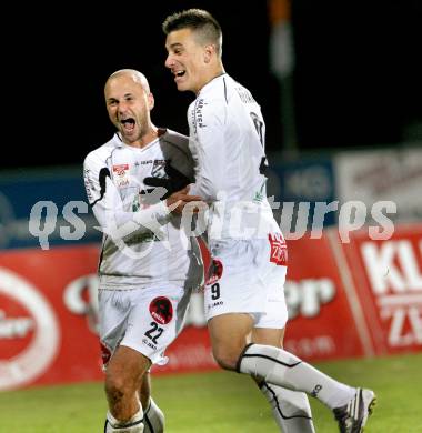 Fussball. Erste Liga. RZ Pellets WAC/St. Andrae gegen TSV Sparkasse Hartberg. Jubel Stueckler Stephan Mathias, Gotal Sandro, Falk Christian (WAC). Wolfsberg, 21.10.2011. 
Foto: Kuess

---
pressefotos, pressefotografie, kuess, qs, qspictures, sport, bild, bilder, bilddatenbank