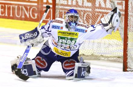 EBEL. Eishockey Bundesliga. KAC gegen VSV. Bernhard Starkbaum (VSV). Klagenfurt, am 25.10.2011.
Foto: Kuess

---
pressefotos, pressefotografie, kuess, qs, qspictures, sport, bild, bilder, bilddatenbank