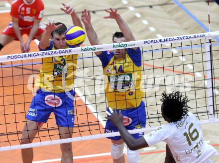 Volleyball. CEV Volleyball Cup. SK Aich/Dob gegen AS Cannes. Michal Hruska, Kristof Hoho (Aich/Dob). Bleiburg, 26. 10.2011
Foto: Kuess
---
pressefotos, pressefotografie, kuess, qs, qspictures, sport, bild, bilder, bilddatenbank