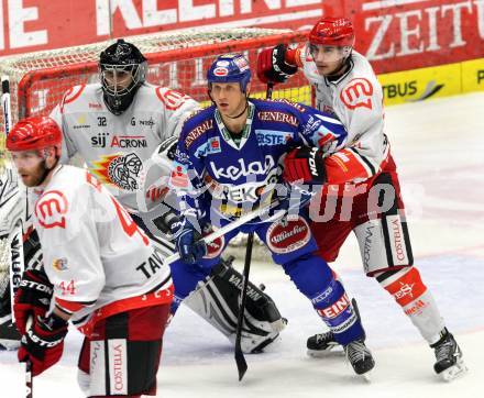 EBEL. Eishockey Bundesliga. EC Rekord Fenster VSV gegen HK Acroni Jesenice. CRAIG Michael (VSV), TOSIC Luka, KROSELJ Gasper (Jesenice). Villach, am 18.11.2011.
Foto: Kuess 


---
pressefotos, pressefotografie, kuess, qs, qspictures, sport, bild, bilder, bilddatenbank