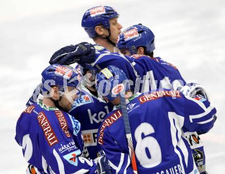 EBEL. Eishockey Bundesliga. EC Rekord Fenster VSV gegen HK Jesenice.  Torjubel (VSV). Villach, am 27.11.2011.
Foto: Kuess 


---
pressefotos, pressefotografie, kuess, qs, qspictures, sport, bild, bilder, bilddatenbank