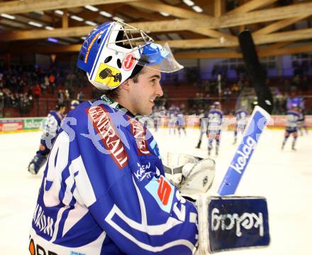 EBEL. Eishockey Bundesliga. EC Rekord Fenster VSV gegen HK Jesenice.  Bernhard Starkbaum (VSV). Villach, am 27.11.2011.
Foto: Kuess 


---
pressefotos, pressefotografie, kuess, qs, qspictures, sport, bild, bilder, bilddatenbank