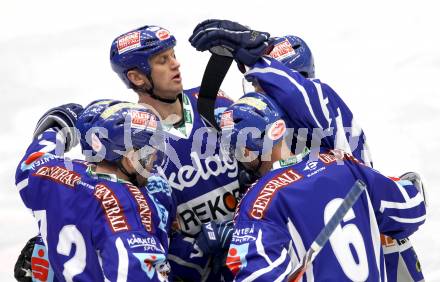 EBEL. Eishockey Bundesliga. EC Rekord Fenster VSV gegen HK Jesenice.  Torjubel (VSV). Villach, am 27.11.2011.
Foto: Kuess 


---
pressefotos, pressefotografie, kuess, qs, qspictures, sport, bild, bilder, bilddatenbank