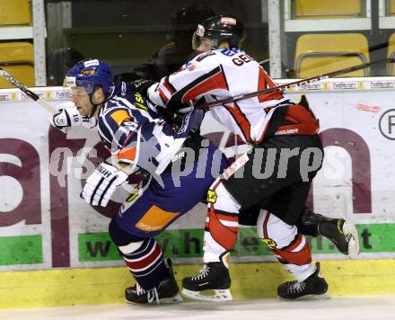 Eishockey Oesterreich Cup. Oesterreich gegen Slowakei. Stephan Geier,  (Oesterreich), Tomas Starosta (Slowakei). Klagenfurt, 17.12.2011.
Foto: Kuess

---
pressefotos, pressefotografie, kuess, qs, qspictures, sport, bild, bilder, bilddatenbank
