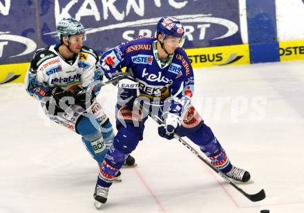 EBEL. Eishockey Bundesliga. EC Rekord Fenster VSV gegen EHC LIWEST BLACK WINGS LINZ. ALTMANN Mario (VSV), HISEY Rob (Linz). Villach, am 13.1.2012.
Foto: Kuess 


---
pressefotos, pressefotografie, kuess, qs, qspictures, sport, bild, bilder, bilddatenbank