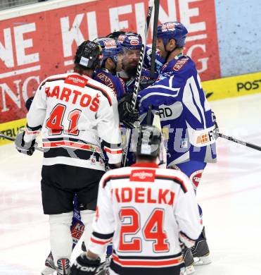 EBEL. Eishockey Bundesliga. EC Rekord Fenster VSV gegen HC Orli Znojmo.  Torjubel (VSV),  (Znaim). Villach, am 20.1.2012.
Foto: Kuess 


---
pressefotos, pressefotografie, kuess, qs, qspictures, sport, bild, bilder, bilddatenbank