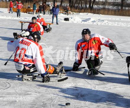 Behindertensport. Sledgehockey. Vergleichskampf Kaernten gegen St. Poelten. Rauschele See, am 21.1.2012.
Foto: Kuess
---
pressefotos, pressefotografie, kuess, qs, qspictures, sport, bild, bilder, bilddatenbank